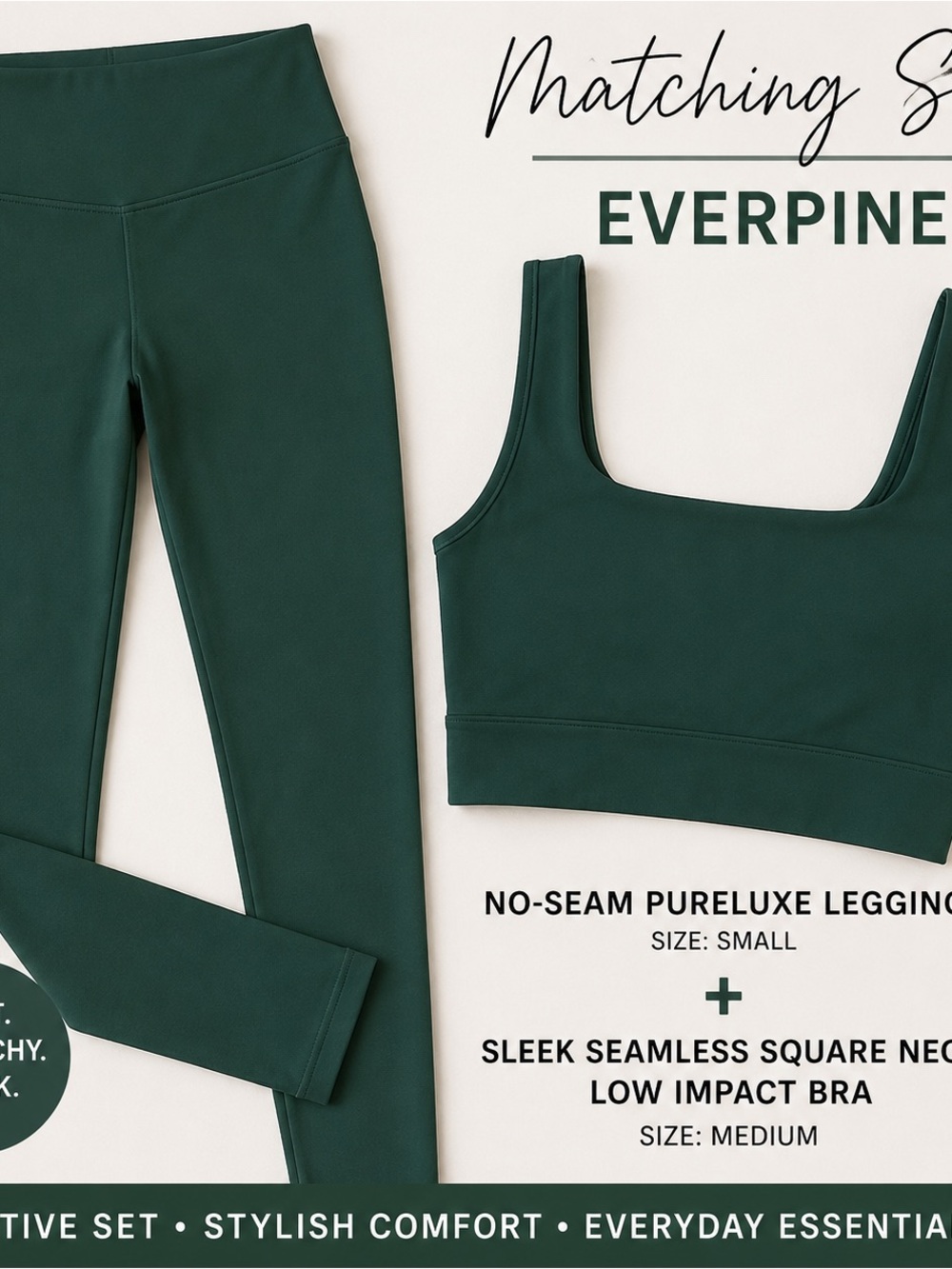 Fabletics Everpine Green Seamless Square-Neck Sports Bra